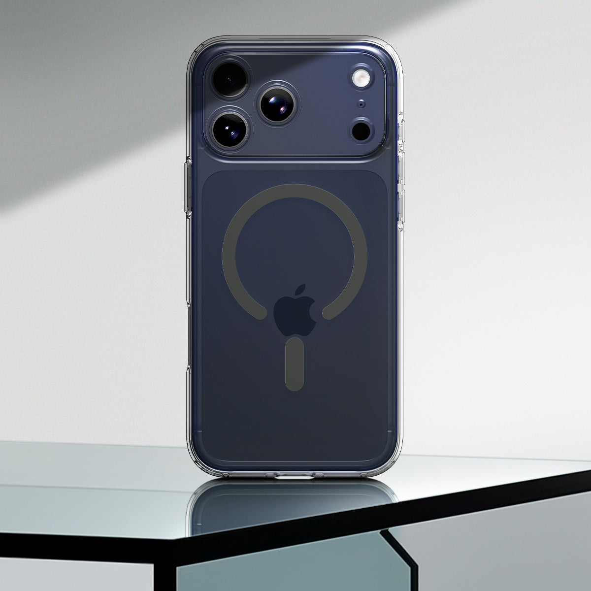 Handyhülle für iPhone 17 Pro, Spigen Ultra Hybrid Mag mit MagSafe, Transparent-Grau