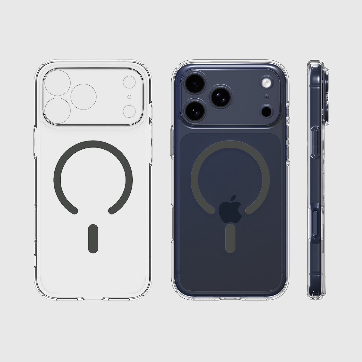 Handyhülle für iPhone 17 Pro, Spigen Ultra Hybrid Mag mit MagSafe, Transparent-Grau