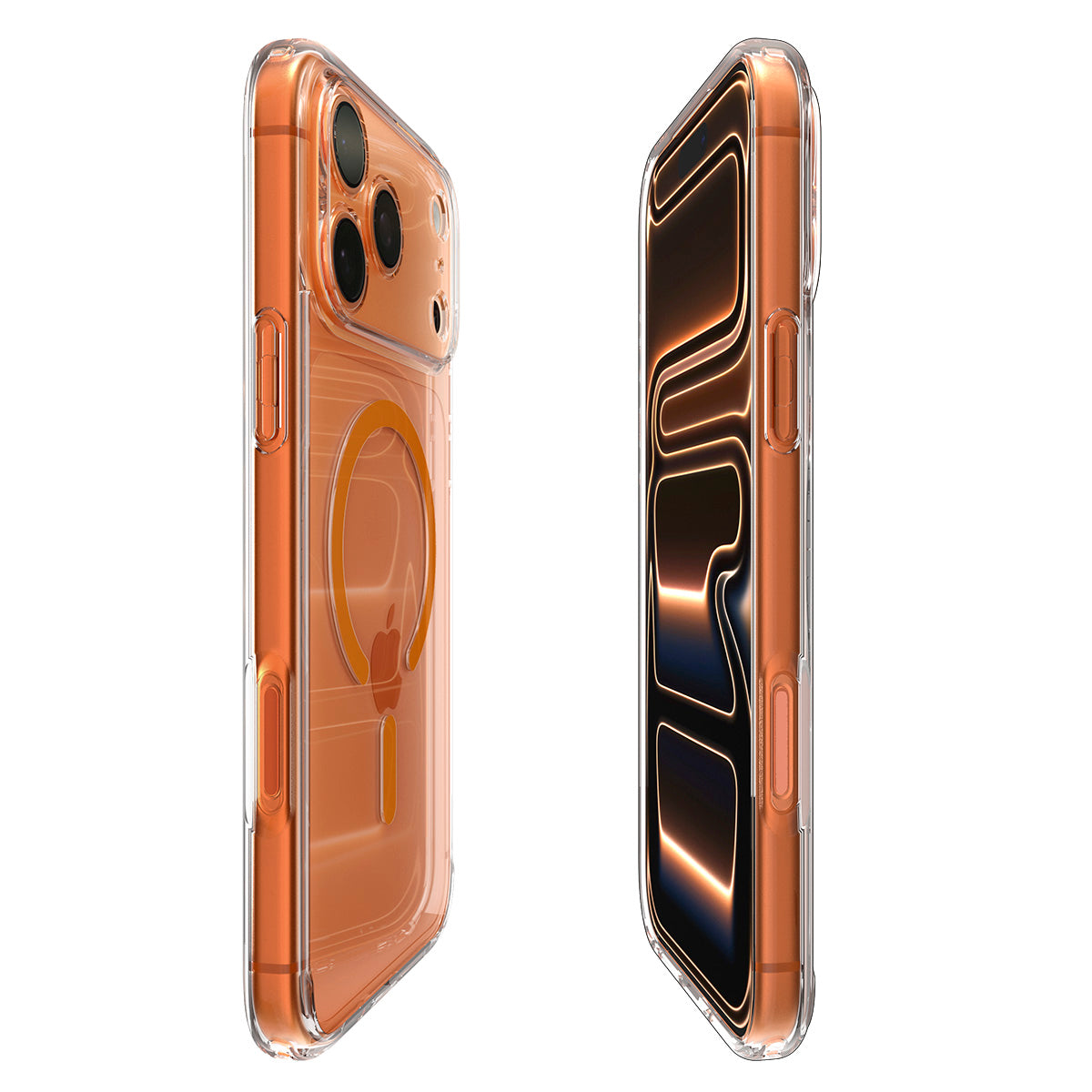Handyhülle für iPhone 17 Pro, Spigen Ultra Hybrid Mag mit MagSafe, Transparent-Orange