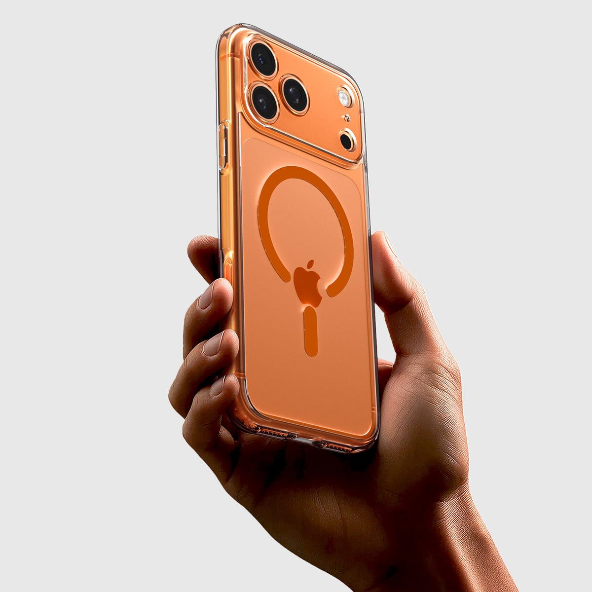 Handyhülle für iPhone 17 Pro, Spigen Ultra Hybrid Mag mit MagSafe, Transparent-Orange