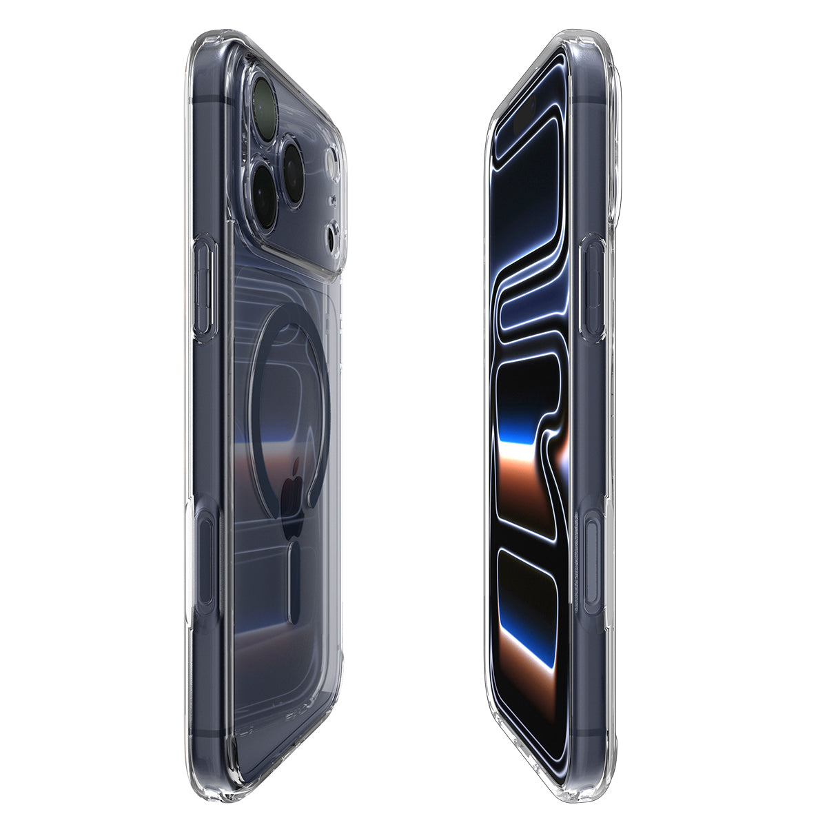 Handyhülle für iPhone 17 Pro, Spigen Ultra Hybrid Mag mit MagSafe, Transparent-Dunkelblau
