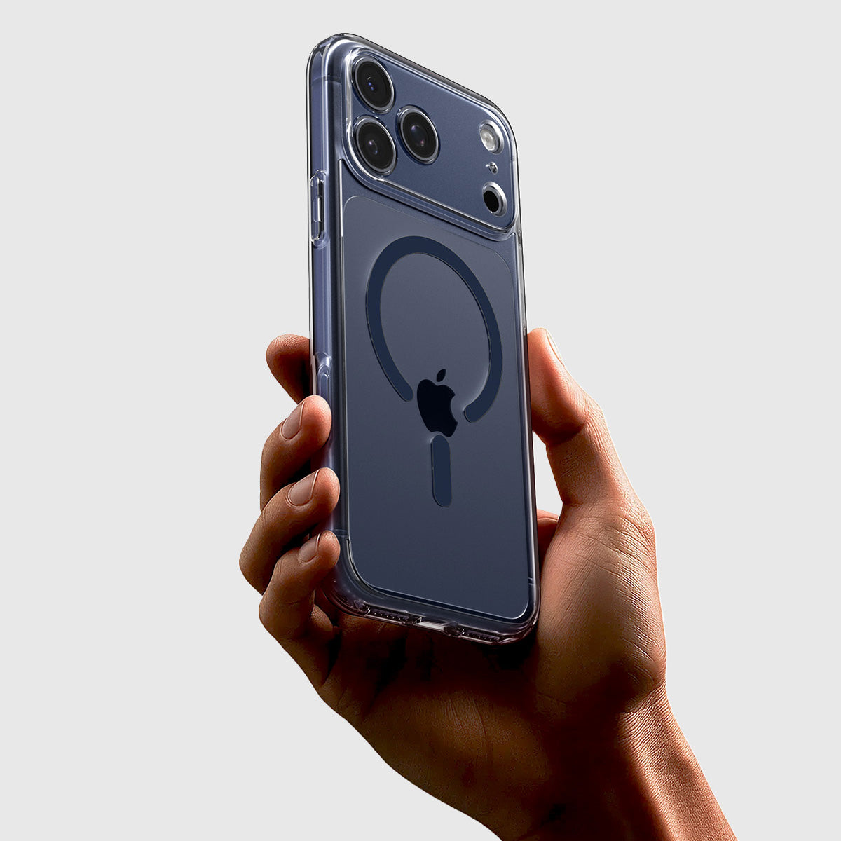Handyhülle für iPhone 17 Pro, Spigen Ultra Hybrid Mag mit MagSafe, Transparent-Dunkelblau