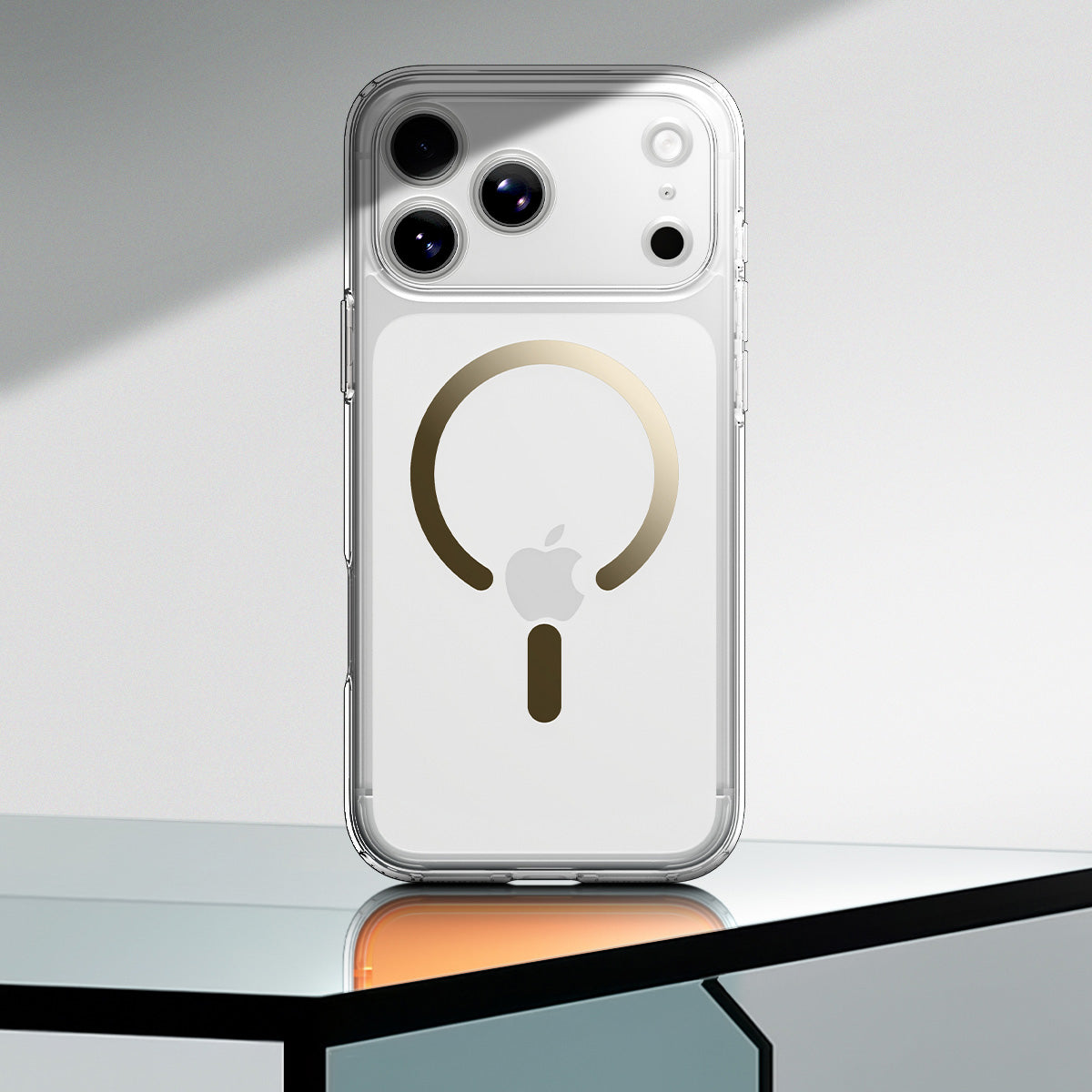 Handyhülle für iPhone 17 Pro Max, Spigen Ultra Hybrid Mag mit MagSafe, Transparent-Golden