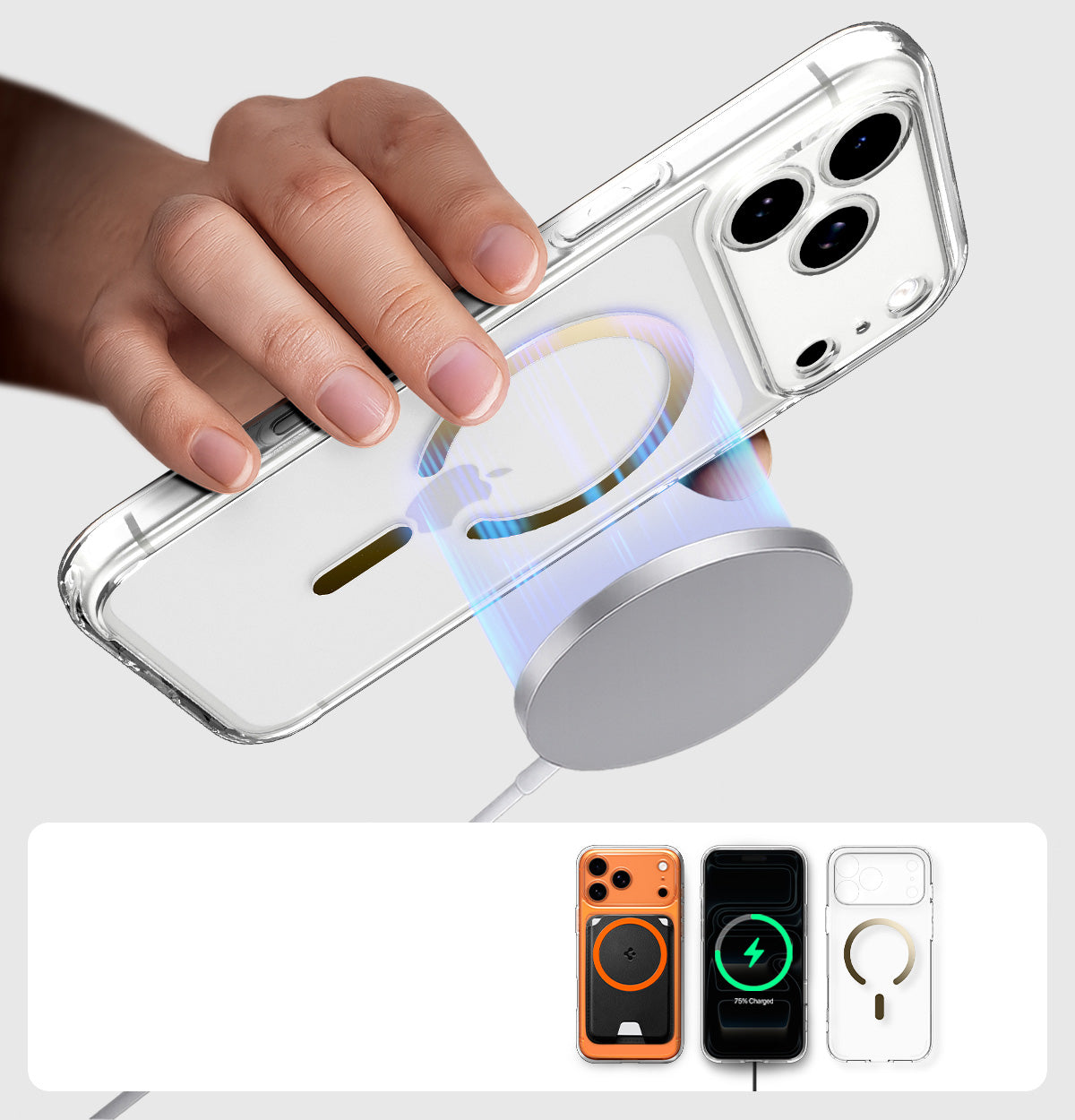 Handyhülle für iPhone 17 Pro Max, Spigen Ultra Hybrid Mag mit MagSafe, Transparent-Golden