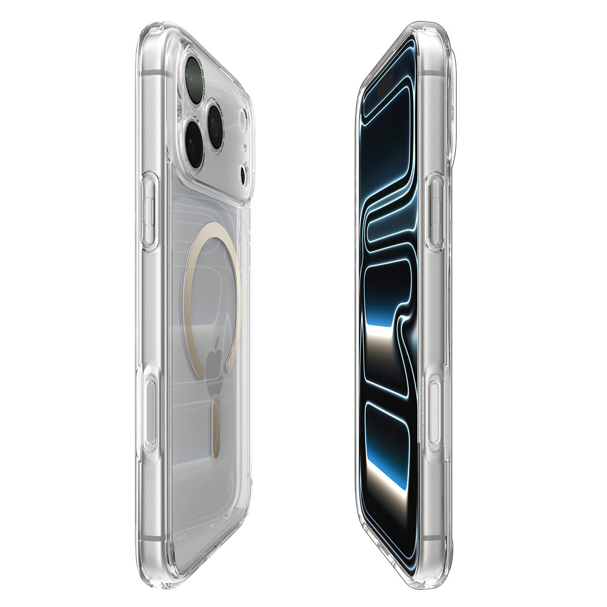 Handyhülle für iPhone 17 Pro Max, Spigen Ultra Hybrid Mag mit MagSafe, Transparent-Golden