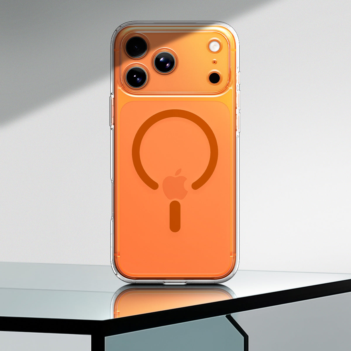 Handyhülle für iPhone 17 Pro Max, Spigen Ultra Hybrid Mag mit MagSafe, Transparent-Orange