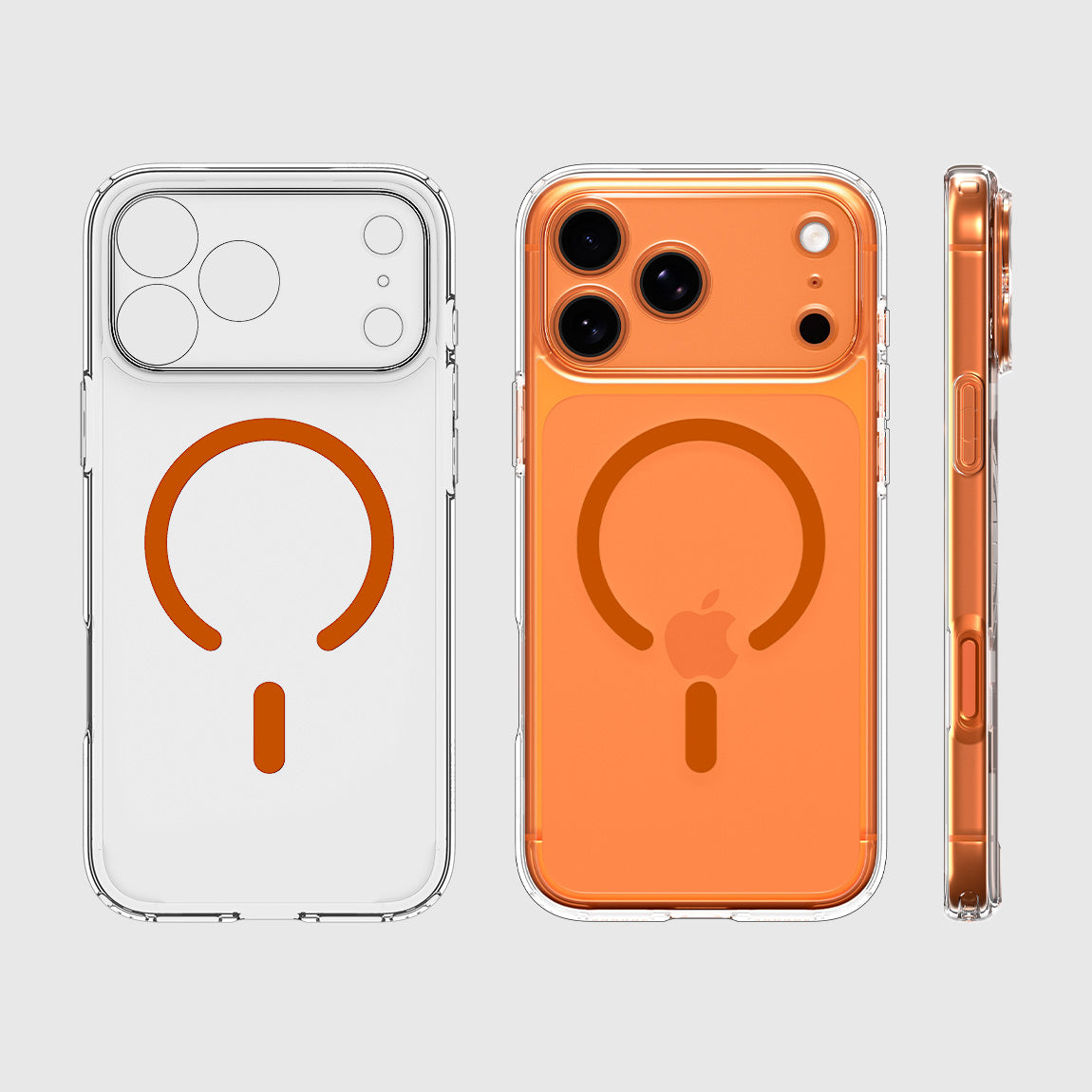 Handyhülle für iPhone 17 Pro Max, Spigen Ultra Hybrid Mag mit MagSafe, Transparent-Orange