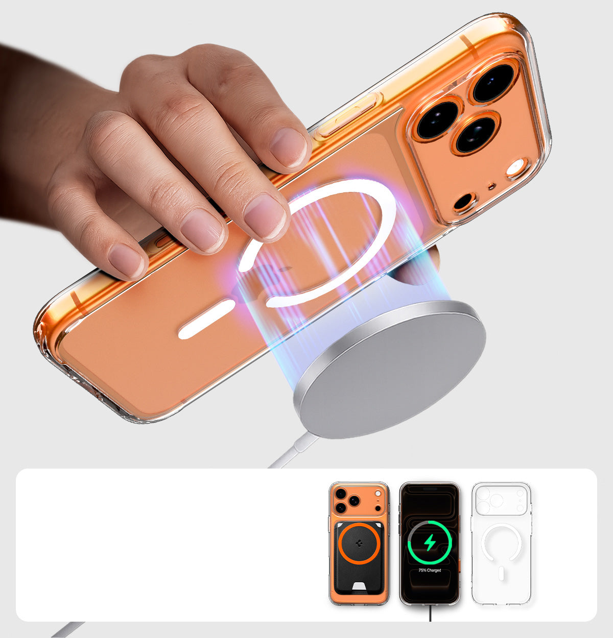 Handyhülle für iPhone 17 Pro Max, Spigen Ultra Hybrid Mag mit MagSafe, Transparent-Weiß