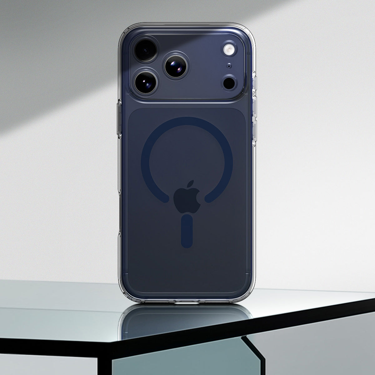 Handyhülle für iPhone 17 Pro Max, Spigen Ultra Hybrid Mag mit MagSafe, Transparent-Dunkelblau