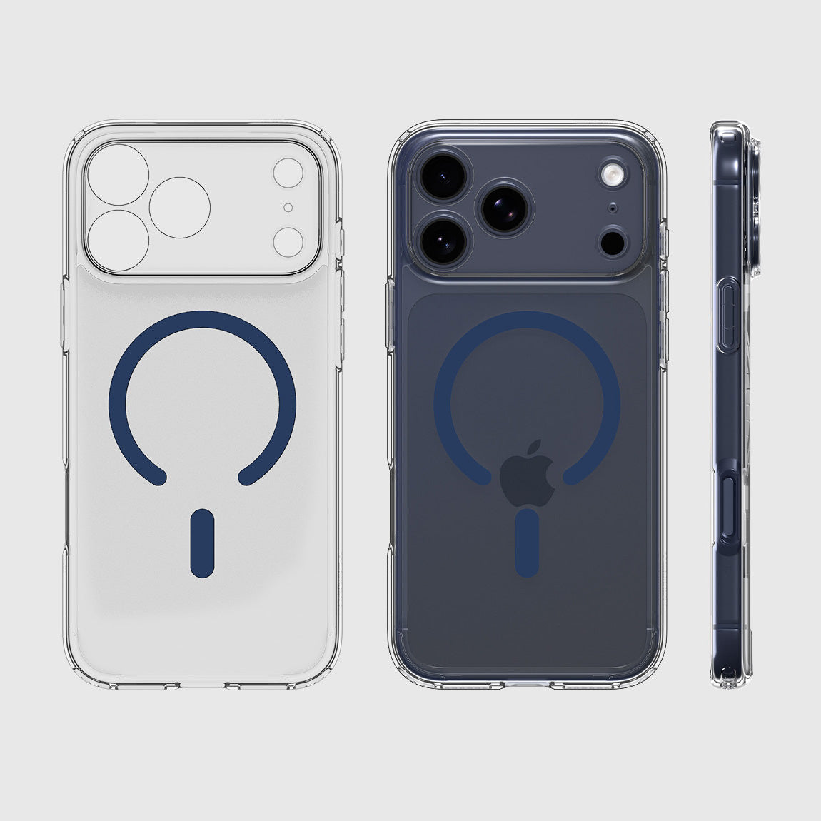 Handyhülle für iPhone 17 Pro Max, Spigen Ultra Hybrid Mag mit MagSafe, Transparent-Dunkelblau