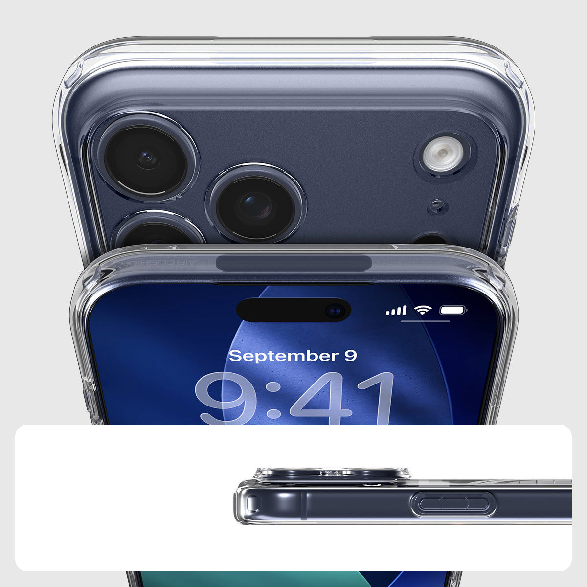 Handyhülle für iPhone 17 Pro Max, Spigen Ultra Hybrid Mag mit MagSafe, Transparent-Dunkelblau