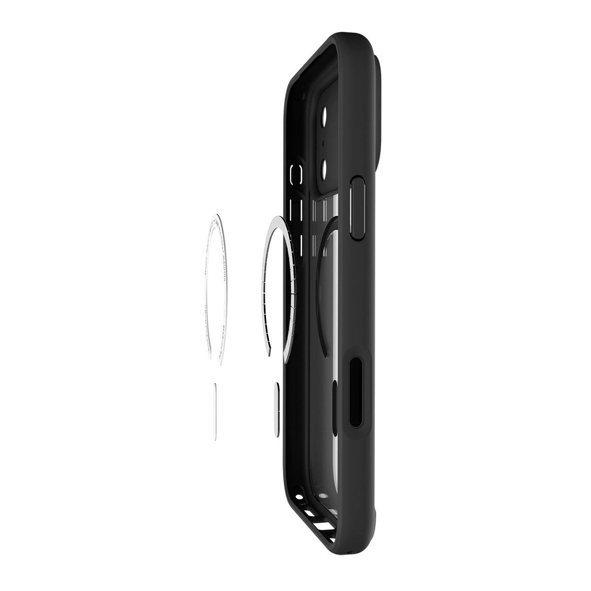 Handyhülle für iPhone 17 Pro Max, Spigen Ultra Hybrid Mag mit MagSafe, Durchscheinend-Schwarz