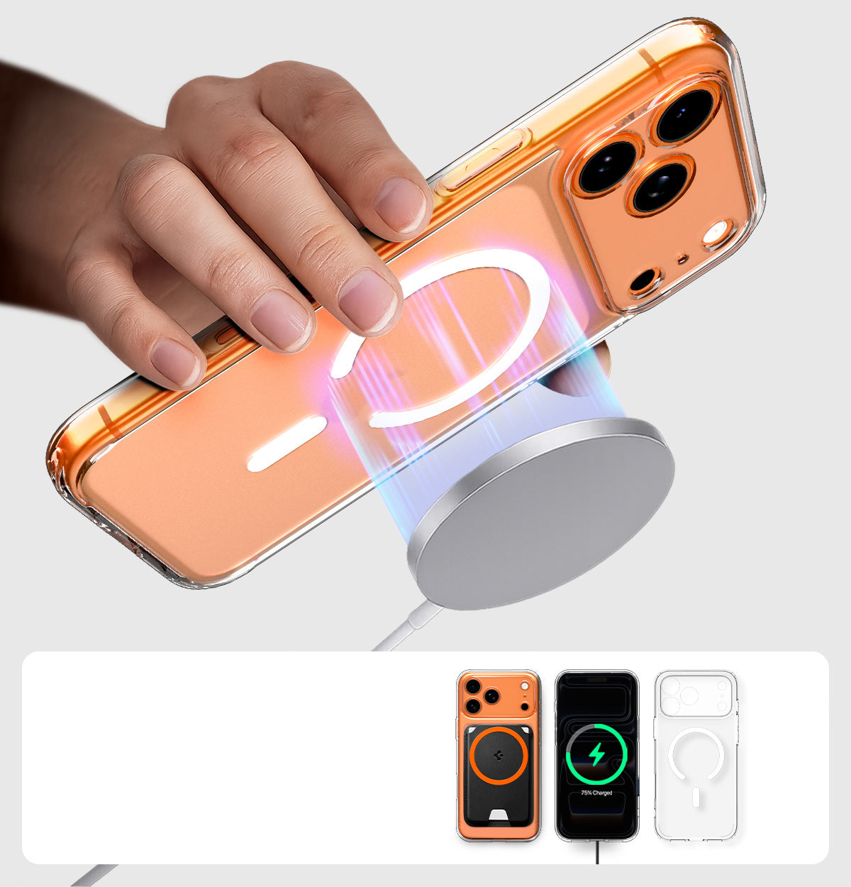 Handyhülle für iPhone 17 Pro Max, Spigen Ultra Hybrid Mag mit MagSafe, Durchscheinend-Weiß