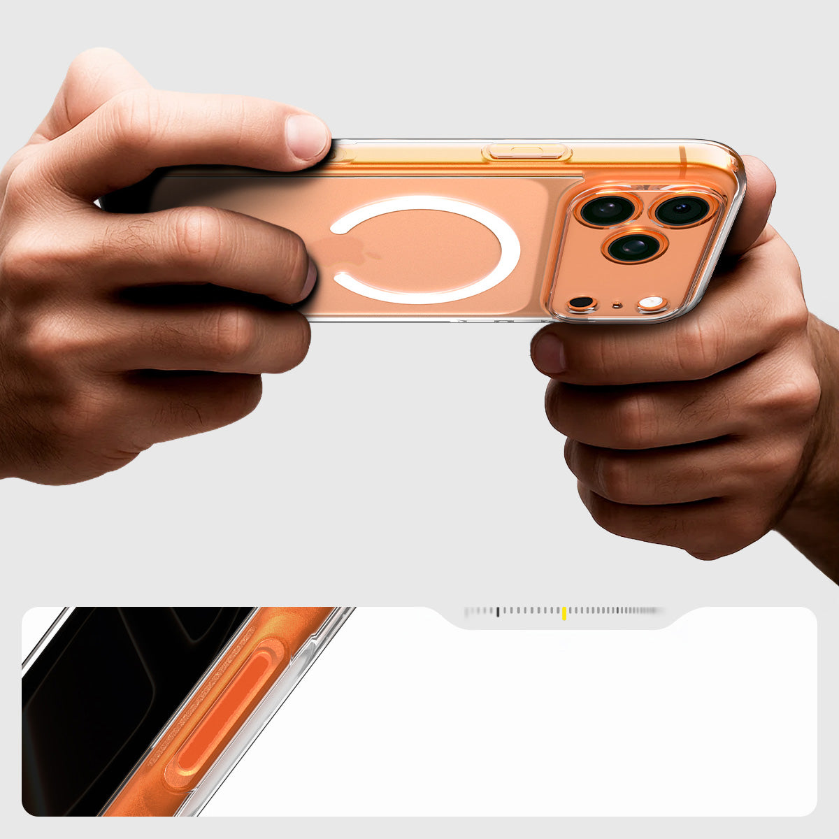 Handyhülle für iPhone 17 Pro Max, Spigen Ultra Hybrid Mag mit MagSafe, Durchscheinend-Weiß