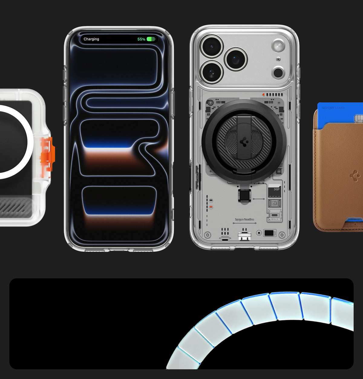 Handyhülle für iPhone 17 Pro Max, Spigen Ultra Hybrid Mag mit MagSafe, Transparent-Gemustert (Neo One)