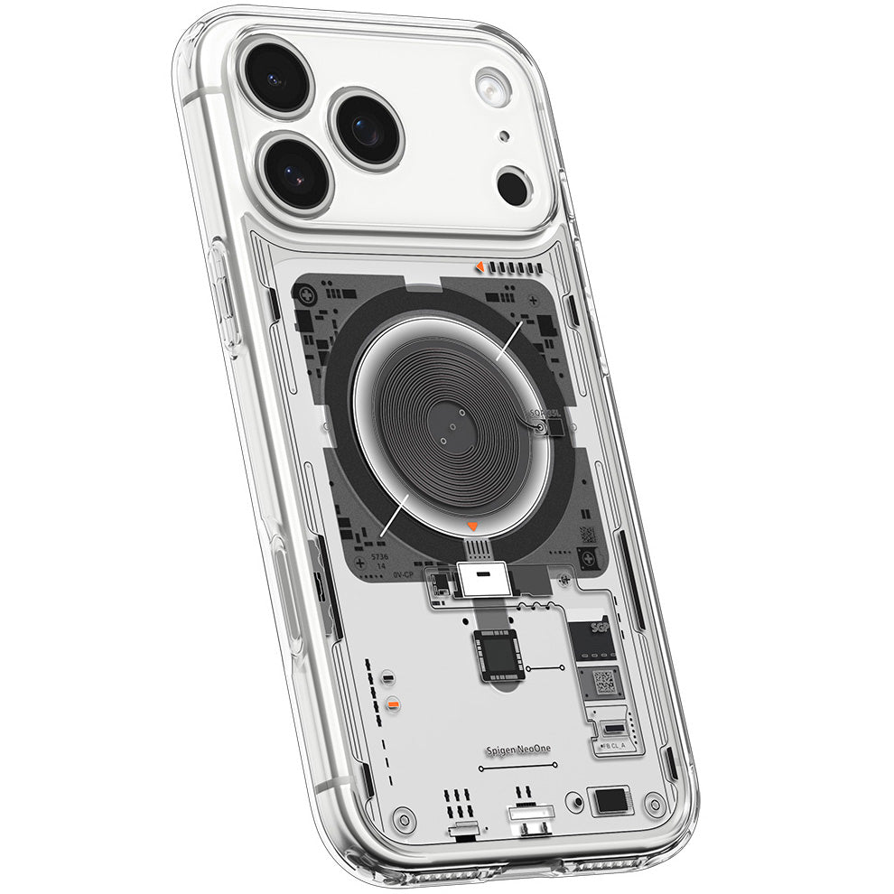Handyhülle für iPhone 17 Pro Max, Spigen Ultra Hybrid Mag mit MagSafe, Transparent-Gemustert (Neo One)