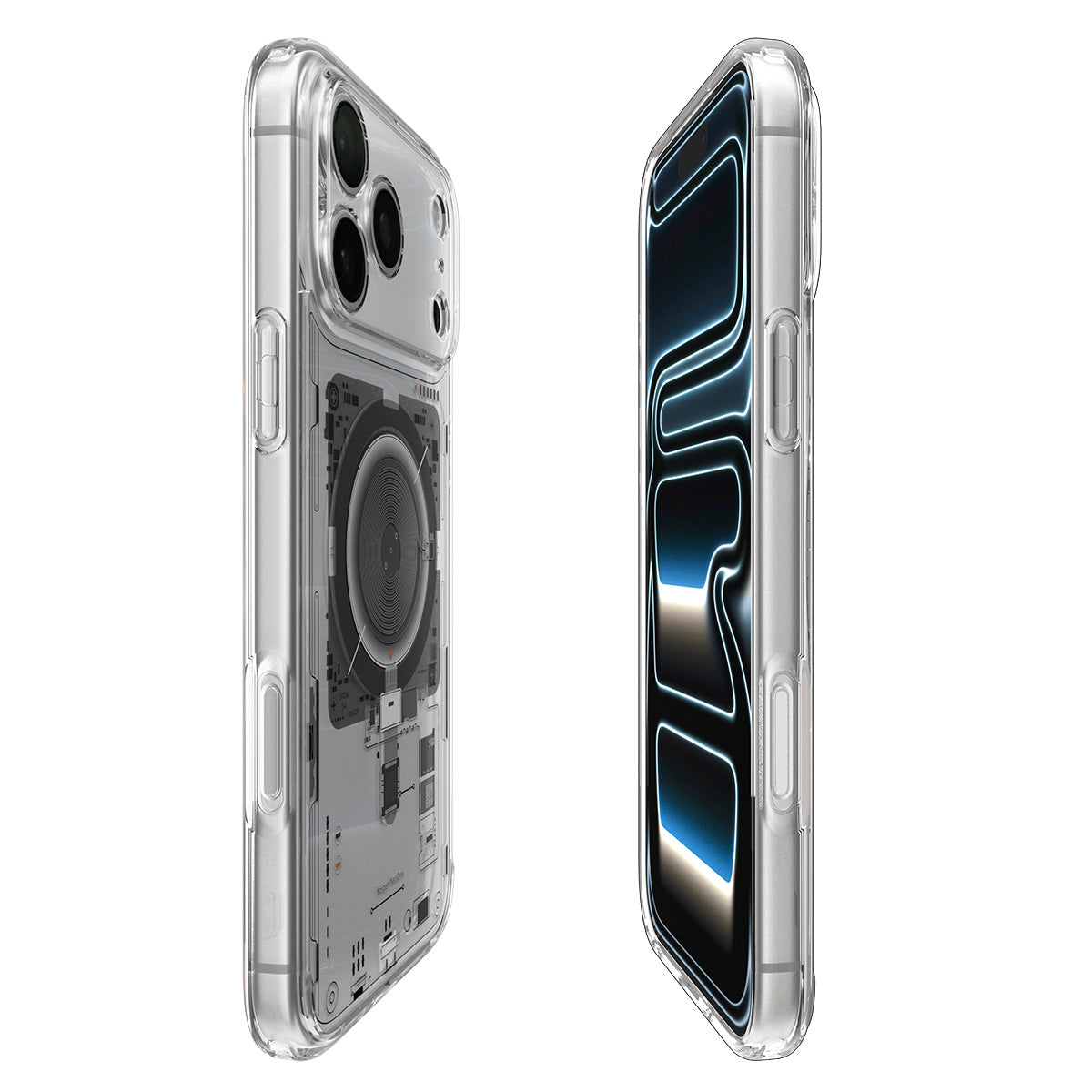 Handyhülle für iPhone 17 Pro Max, Spigen Ultra Hybrid Mag mit MagSafe, Transparent-Gemustert (Neo One)
