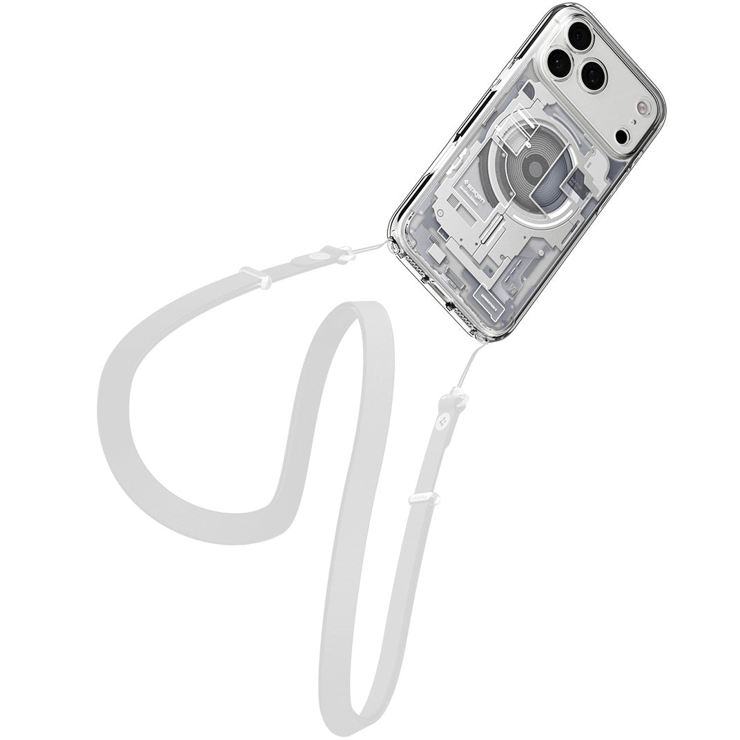 Handyhülle für iPhone 17 Pro Max, Spigen Ultra Hybrid Mag mit MagSafe, Weiß-Grau (Zero One)