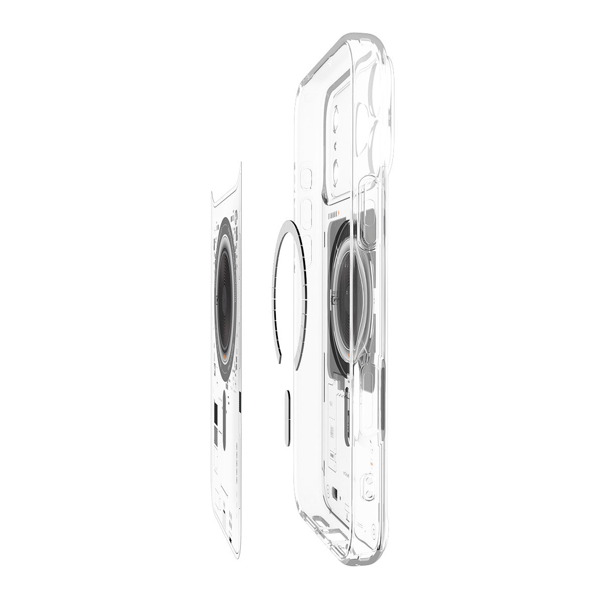 Handyhülle für iPhone 17 Pro, Spigen Ultra Hybrid Mag mit MagSafe, Transparent-Gemustert (Neo One)