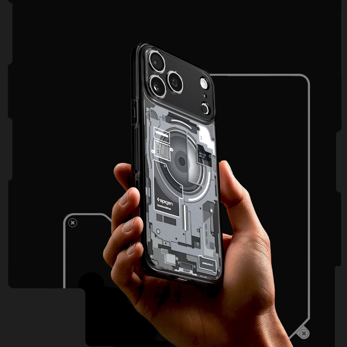 Handyhülle für iPhone 17 Pro, Spigen Ultra Hybrid Mag mit MagSafe, Rauchfarben-Grau (Zero One)