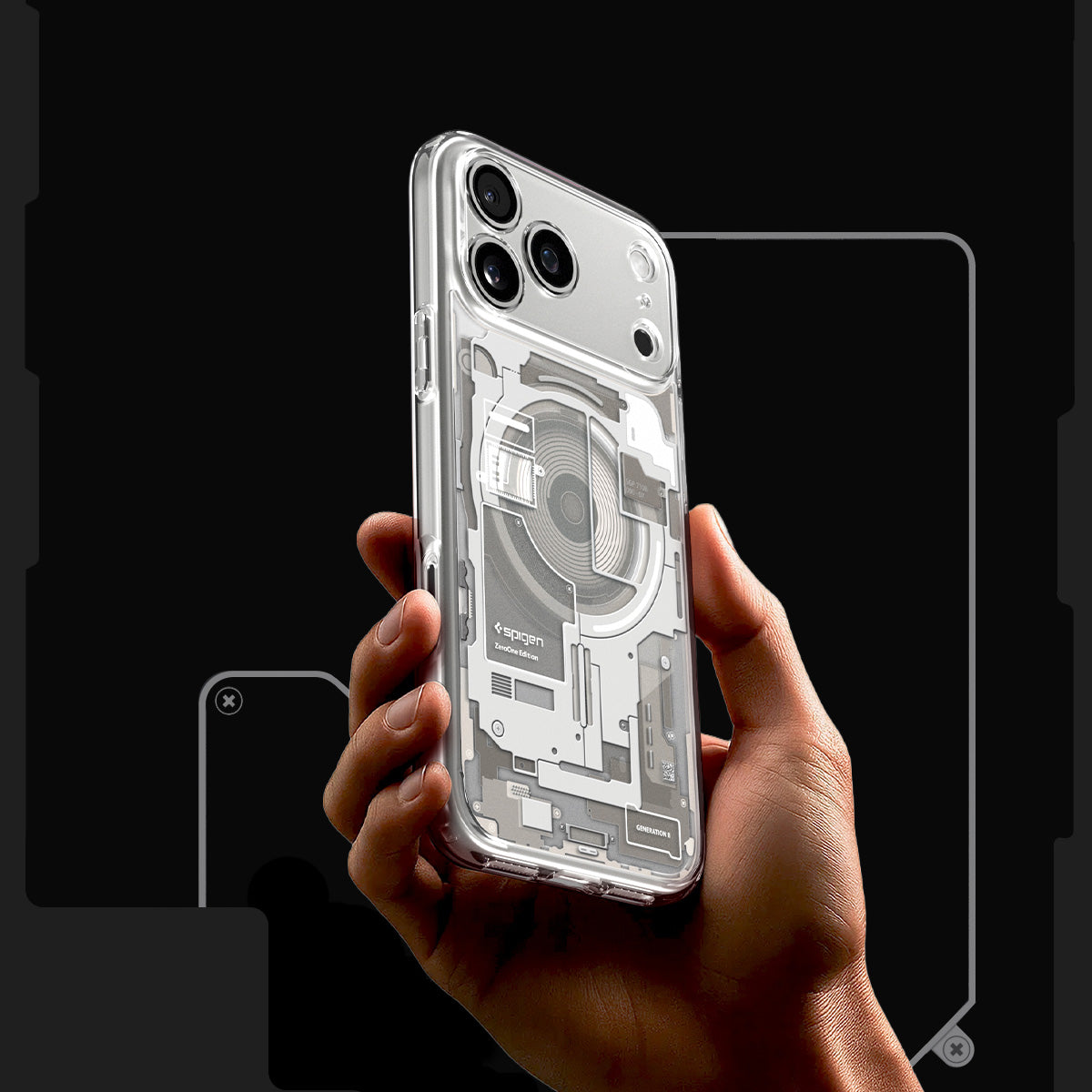 Handyhülle für iPhone 17 Pro, Spigen Ultra Hybrid Mag mit MagSafe, Beige-Transparent (Zero One)