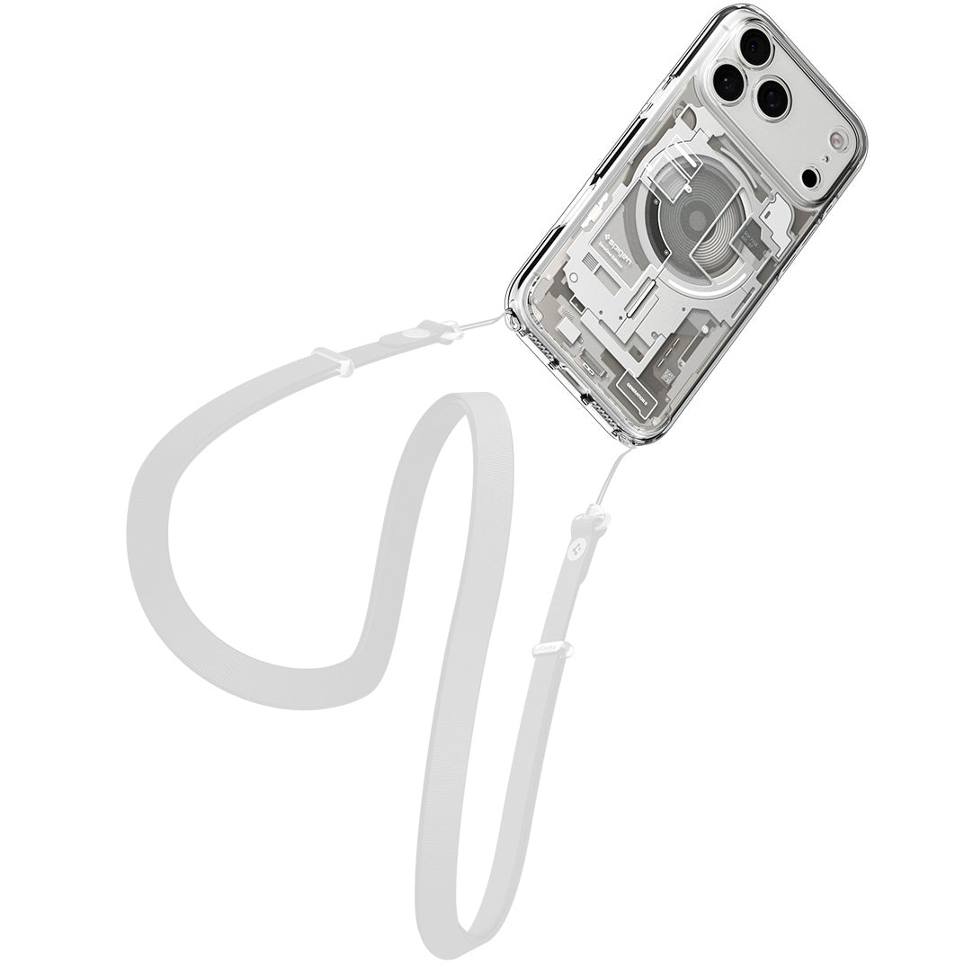 Handyhülle für iPhone 17 Pro, Spigen Ultra Hybrid Mag mit MagSafe, Beige-Transparent (Zero One)