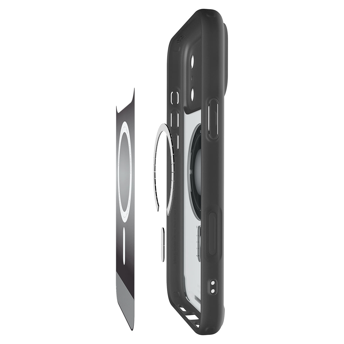 Handyhülle für iPhone 17 Pro, Spigen Ultra Hybrid Mag mit MagSafe, Grau-Schwarz (Classic)