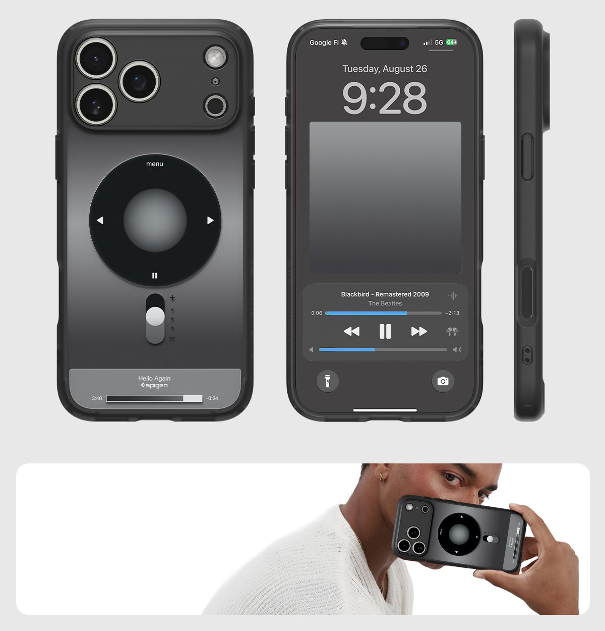 Handyhülle für iPhone 17 Pro, Spigen Ultra Hybrid Mag mit MagSafe, Grau-Schwarz (Classic)