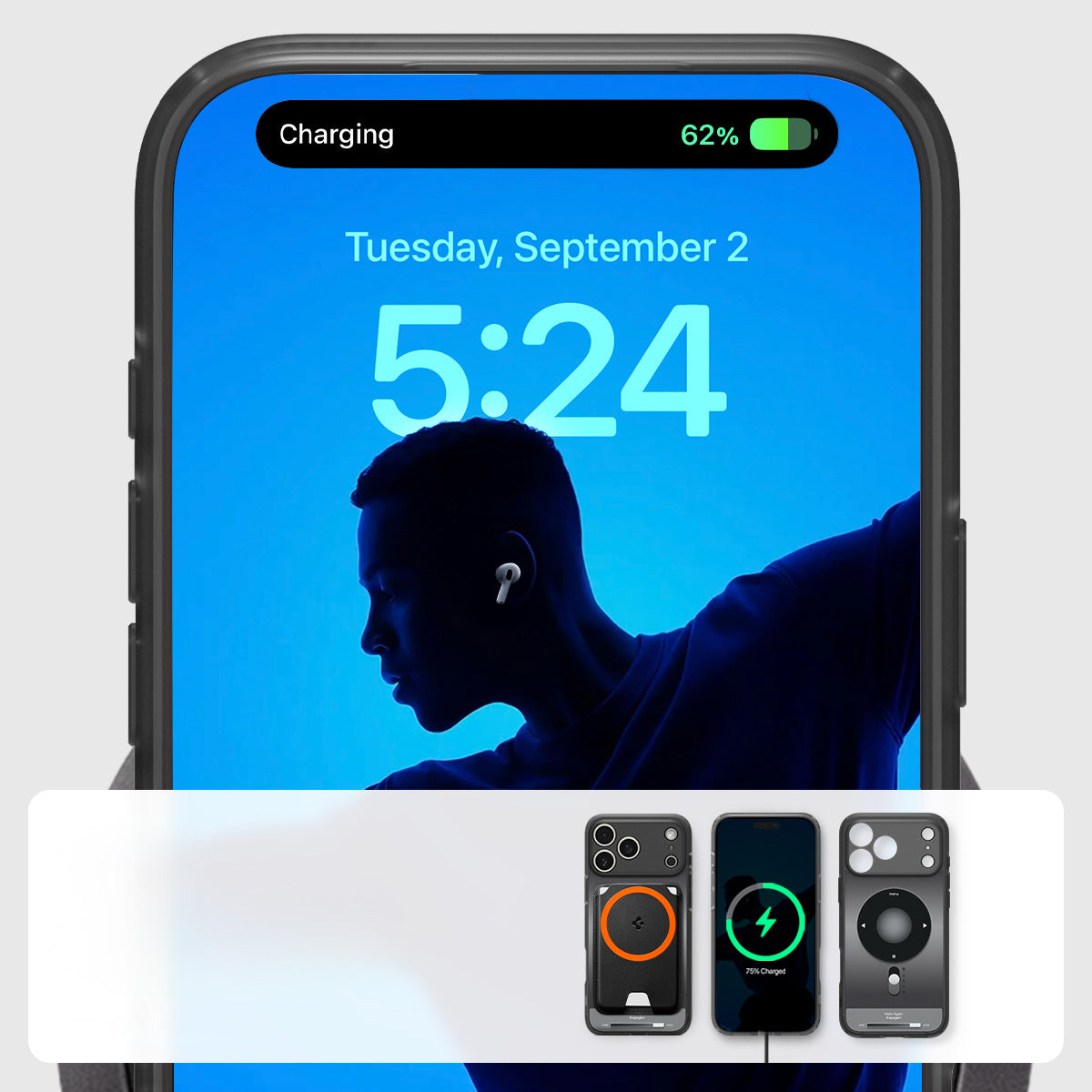 Handyhülle für iPhone 17 Pro, Spigen Ultra Hybrid Mag mit MagSafe, Grau-Schwarz (Classic)
