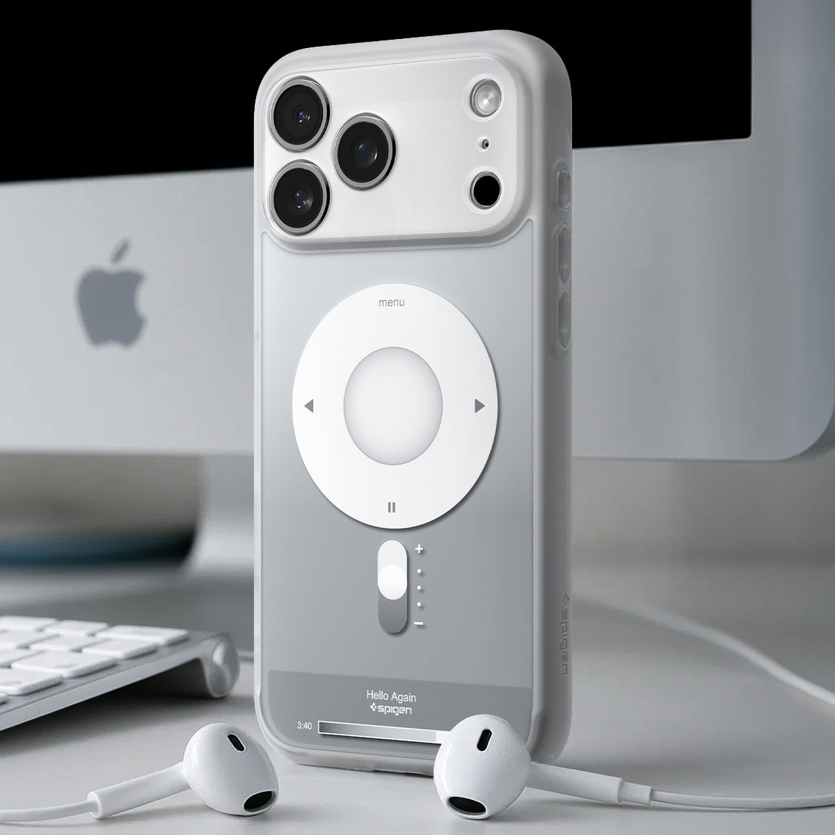 Handyhülle für iPhone 17 Pro, Spigen Ultra Hybrid Mag mit MagSafe, Grau-Weiß (Classic)