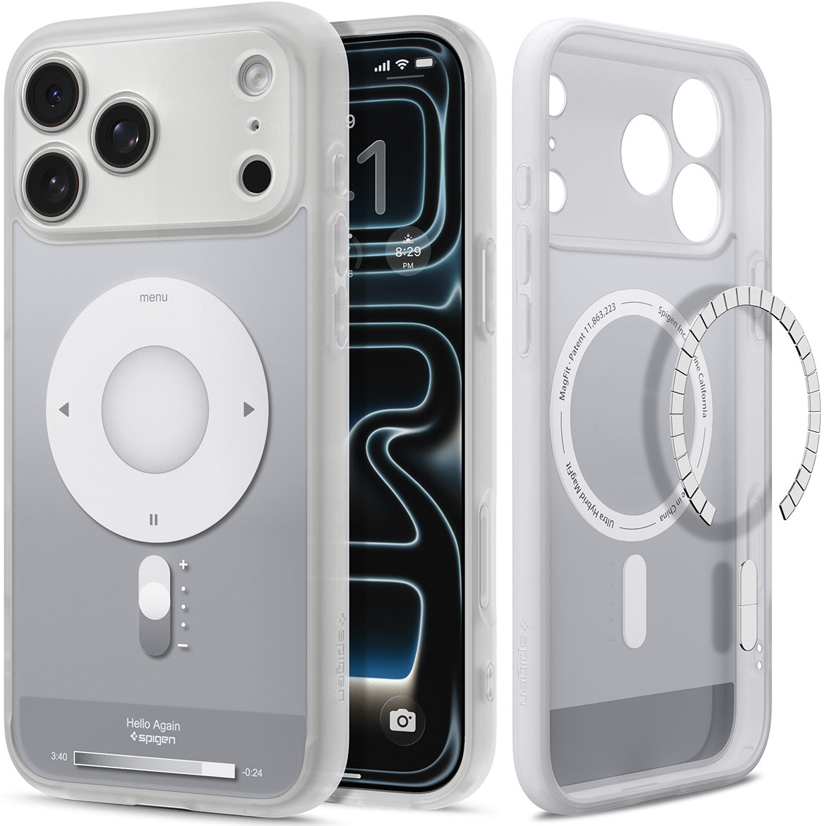 Handyhülle für iPhone 17 Pro Max, Spigen Ultra Hybrid Mag mit MagSafe, Grau-Weiß (Classic)
