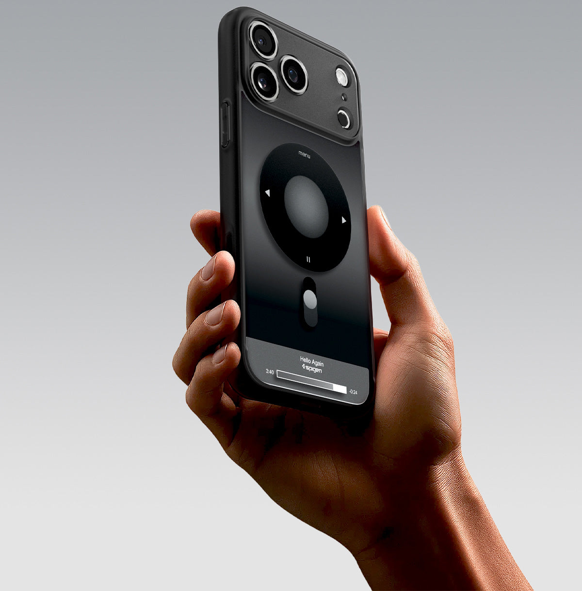 Handyhülle für iPhone 18 Pro, Spigen Ultra Hybrid Mag mit MagSafe, Grau-Schwarz (Classic) (7/14)