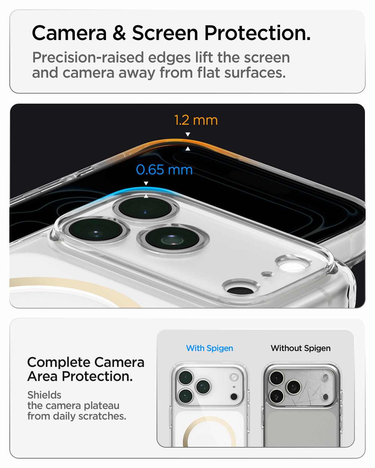 Handyhülle für iPhone 18 Pro, Spigen Ultra Hybrid Mag mit MagSafe, Transparent-Golden (2/16)