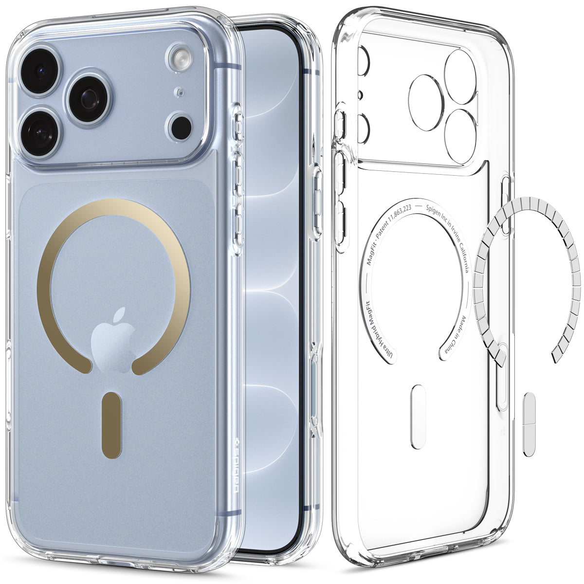 Handyhülle für iPhone 18 Pro, Spigen Ultra Hybrid Mag mit MagSafe, Transparent-Golden (7/16)