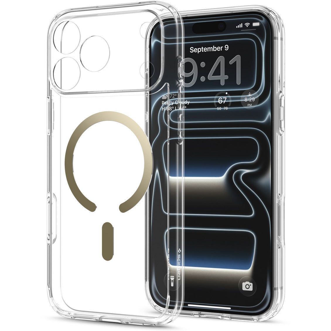 Handyhülle für iPhone 18 Pro, Spigen Ultra Hybrid Mag mit MagSafe, Transparent-Golden (8/16)