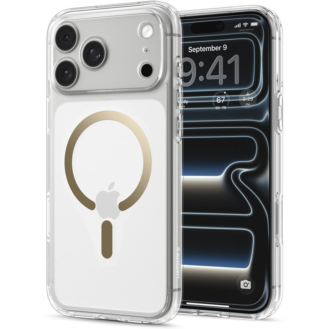 Handyhülle für iPhone 18 Pro, Spigen Ultra Hybrid Mag mit MagSafe, Transparent-Golden (9/16)