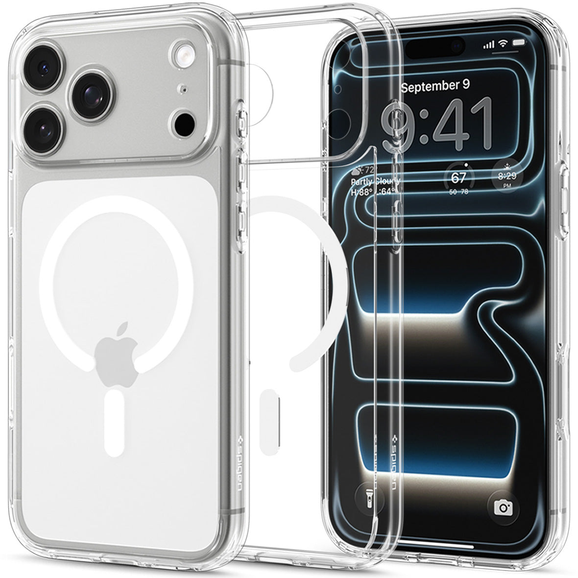 Handyhülle für iPhone 18 Pro, Spigen Ultra Hybrid Mag mit MagSafe, Transparent-Weiß (1/16)