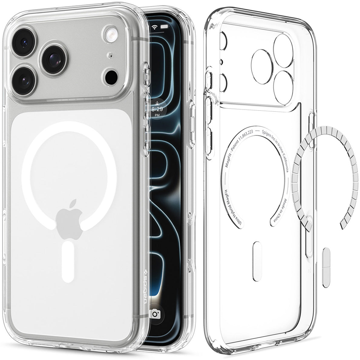 Handyhülle für iPhone 18 Pro, Spigen Ultra Hybrid Mag mit MagSafe, Transparent-Weiß (7/16)