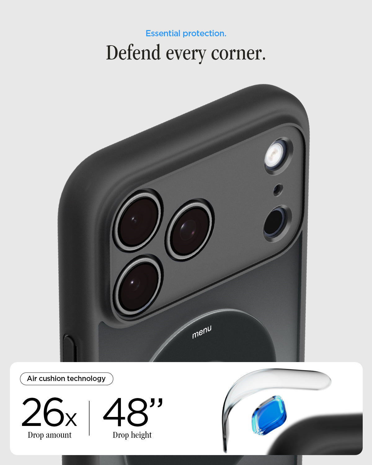 Handyhülle für iPhone 18 Pro Max, Spigen Ultra Hybrid Mag mit MagSafe, Grau-Schwarz (Classic) (6/14)