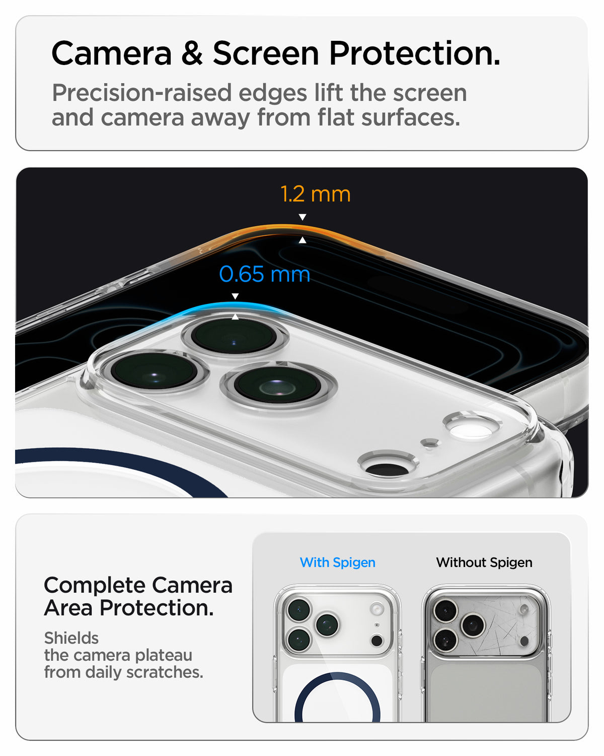Handyhülle für iPhone 18 Pro Max, Spigen Ultra Hybrid Mag mit MagSafe, Transparent-Dunkelblau (2/16)