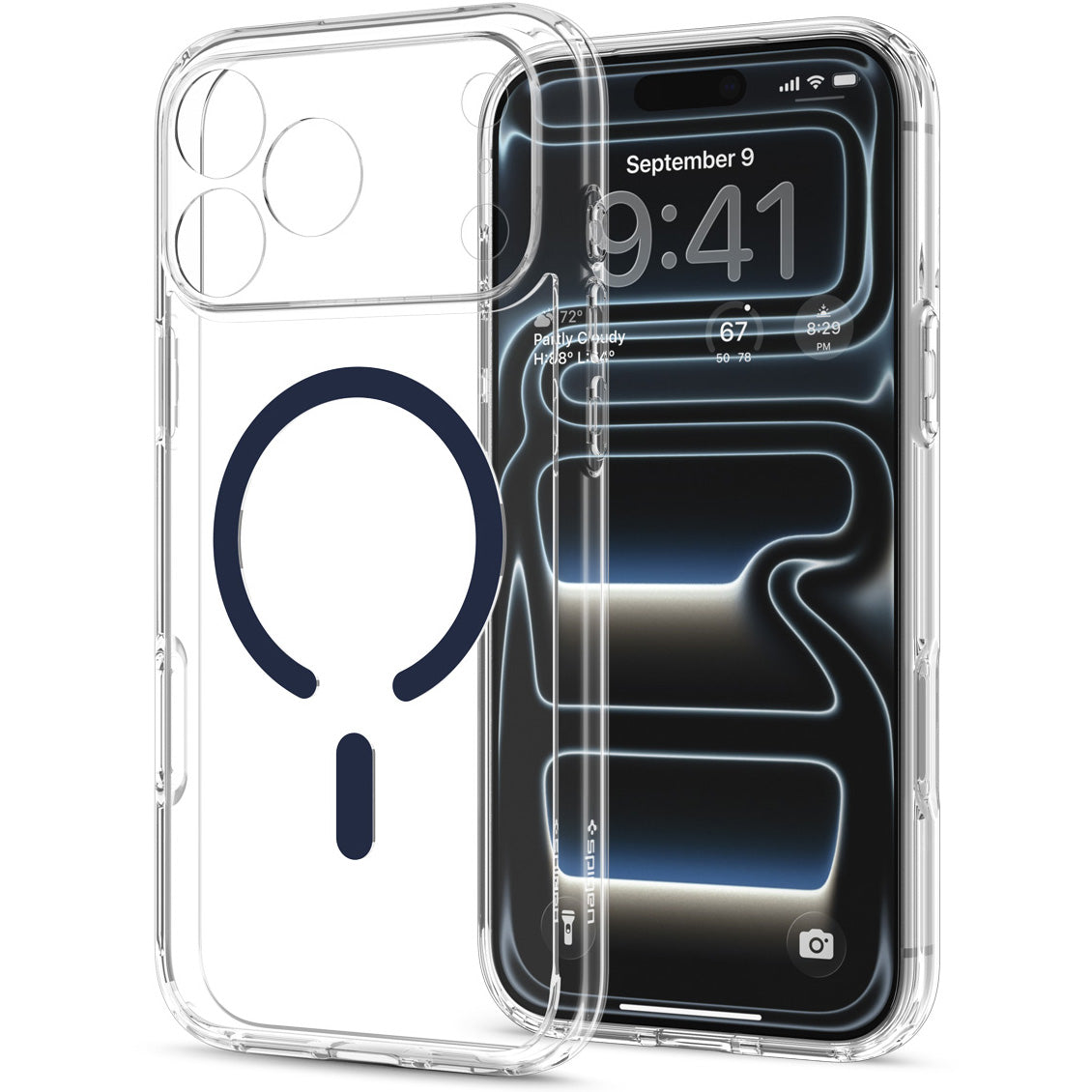 Handyhülle für iPhone 18 Pro Max, Spigen Ultra Hybrid Mag mit MagSafe, Transparent-Dunkelblau (8/16)