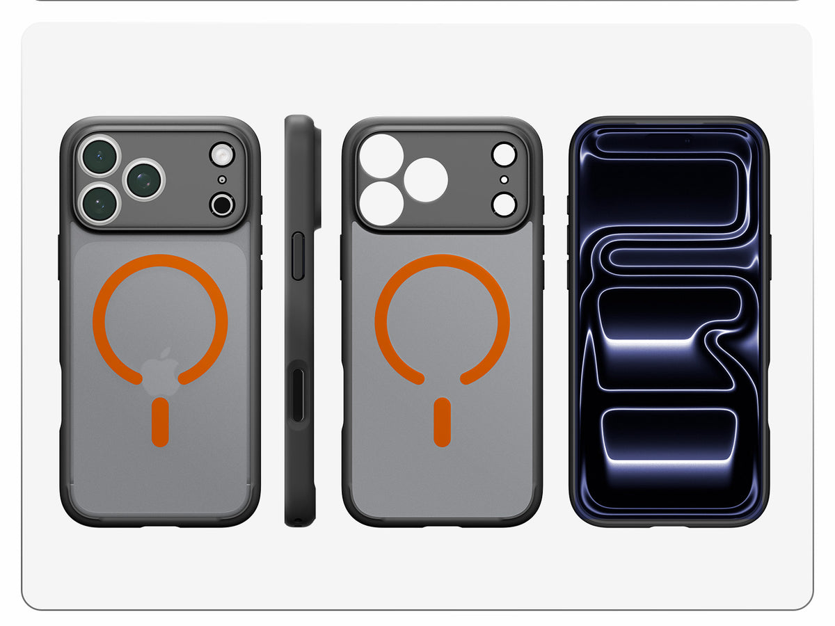 Handyhülle für iPhone 18 Pro Max, Spigen Ultra Hybrid Mag mit MagSafe, Durchscheinend-Schwarz-Orange (5/16)