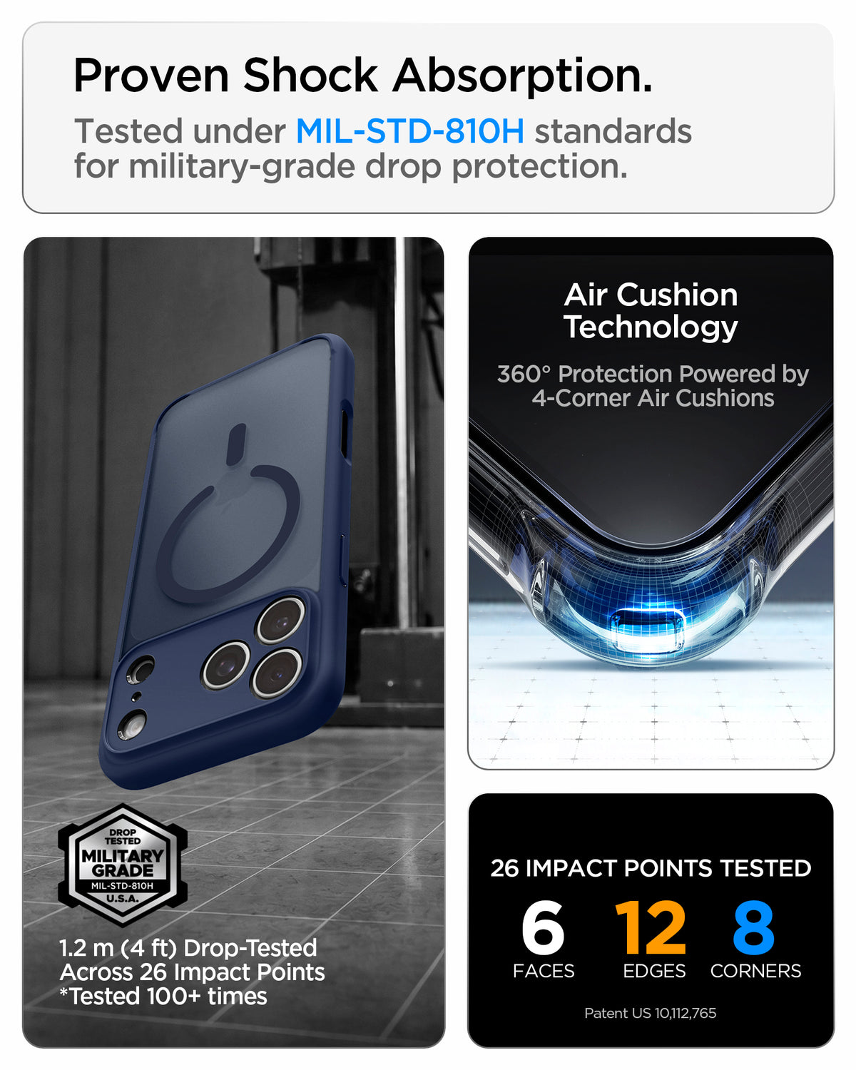 Handyhülle für iPhone 18 Pro Max, Spigen Ultra Hybrid Mag mit MagSafe, Durchscheinend-Blau (6/16)