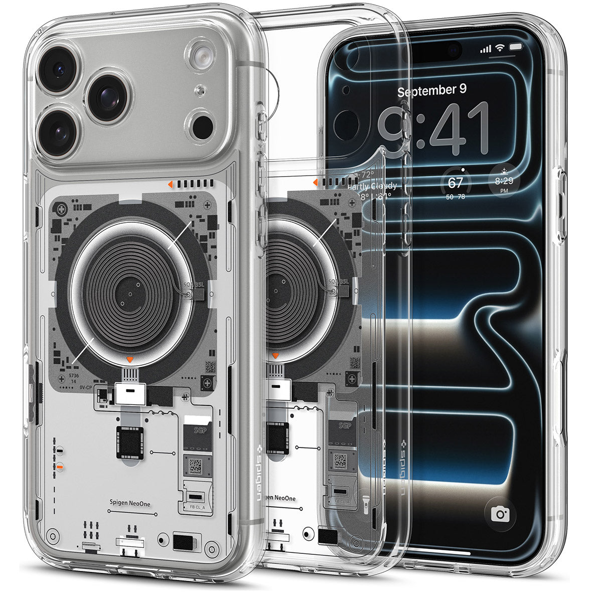 Handyhülle für iPhone 18 Pro Max, Spigen Ultra Hybrid Mag mit MagSafe, Transparent-Gemustert (Neo One) (1/14)
