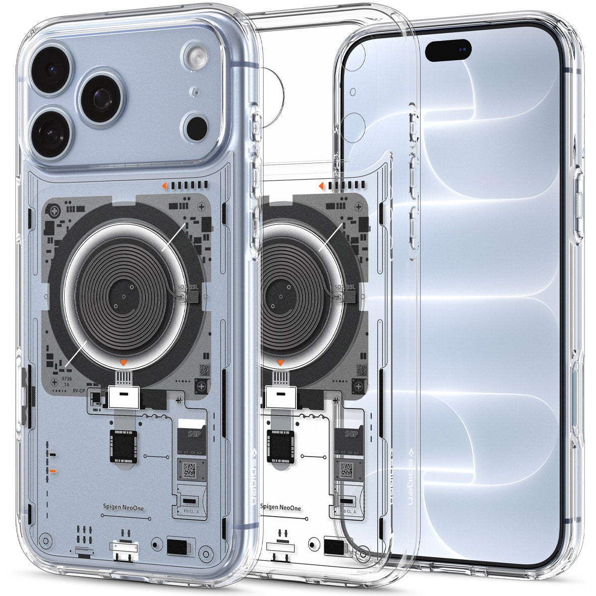 Handyhülle für iPhone 18 Pro Max, Spigen Ultra Hybrid Mag mit MagSafe, Transparent-Gemustert (Neo One) (1/14)