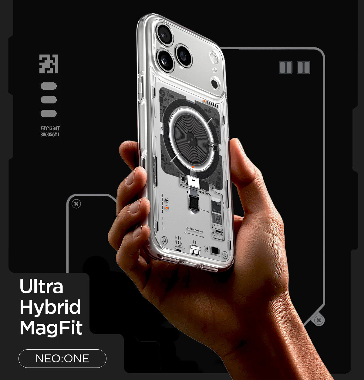 Handyhülle für iPhone 18 Pro Max, Spigen Ultra Hybrid Mag mit MagSafe, Transparent-Gemustert (Neo One) (7/14)