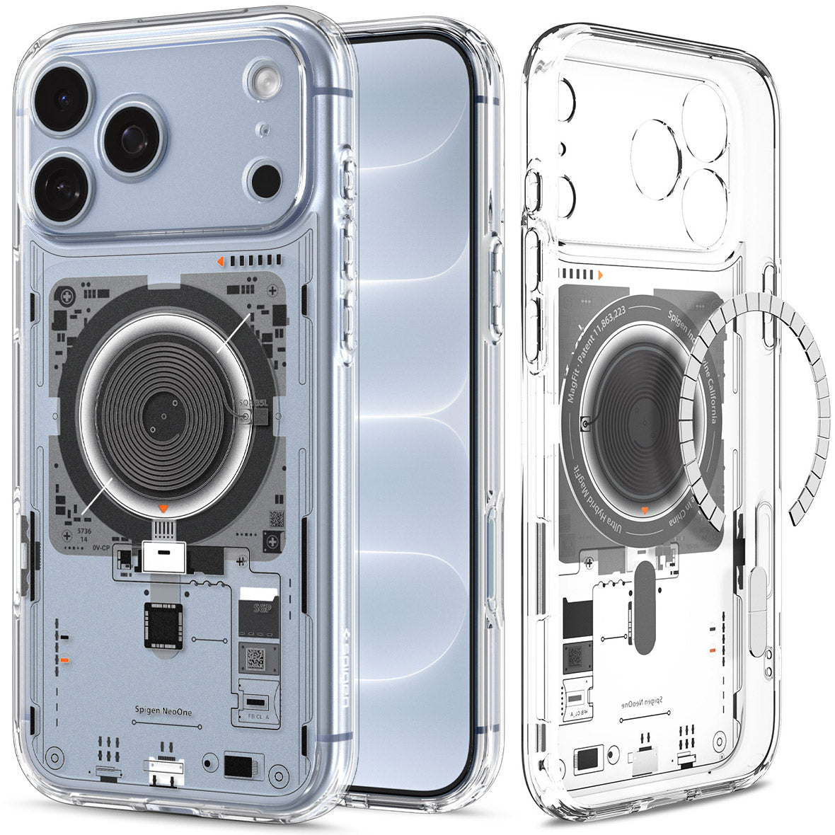 Handyhülle für iPhone 18 Pro Max, Spigen Ultra Hybrid Mag mit MagSafe, Transparent-Gemustert (Neo One) (9/14)