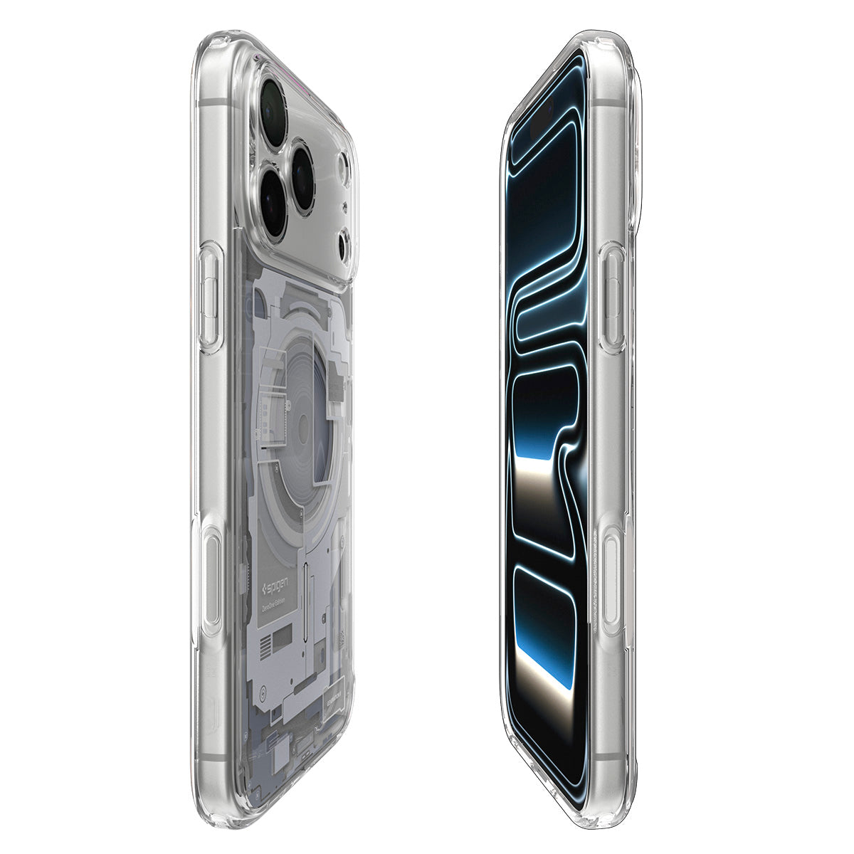 Handyhülle für iPhone 18 Pro Max, Spigen Ultra Hybrid Mag mit MagSafe, Transparent-Weiß (Zero One) (12/14)