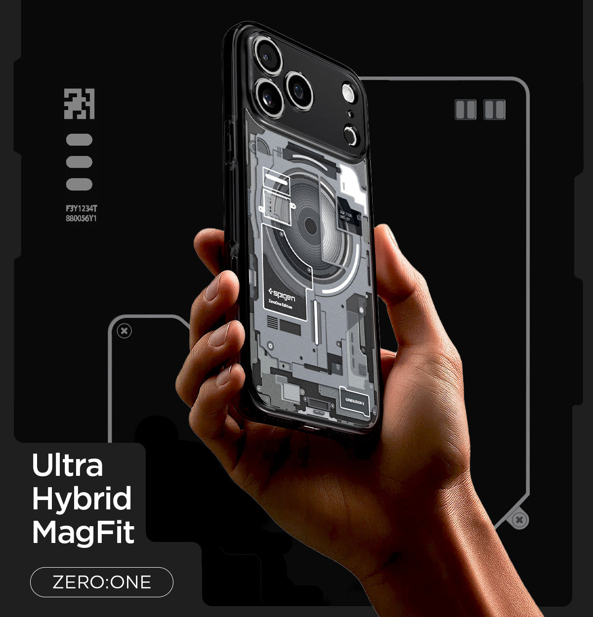 Handyhülle für iPhone 18 Pro, Spigen Ultra Hybrid Mag mit MagSafe, Rauchfarben-Grau (Zero One) (7/14)