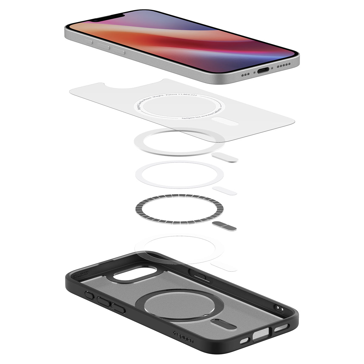 Handyhülle für iPhone 17e / 16e, Spigen Ultra Hybrid Mag mit MagSafe, Grau-Schwarz